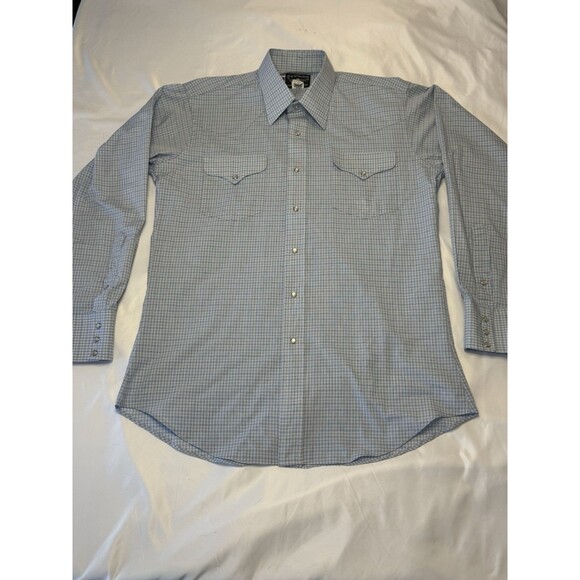 Vintage Flying R Ranchwear Shirt Mens 16-34 White Plaid Western Pearl Snap Rodeo - Picture 1 of 8